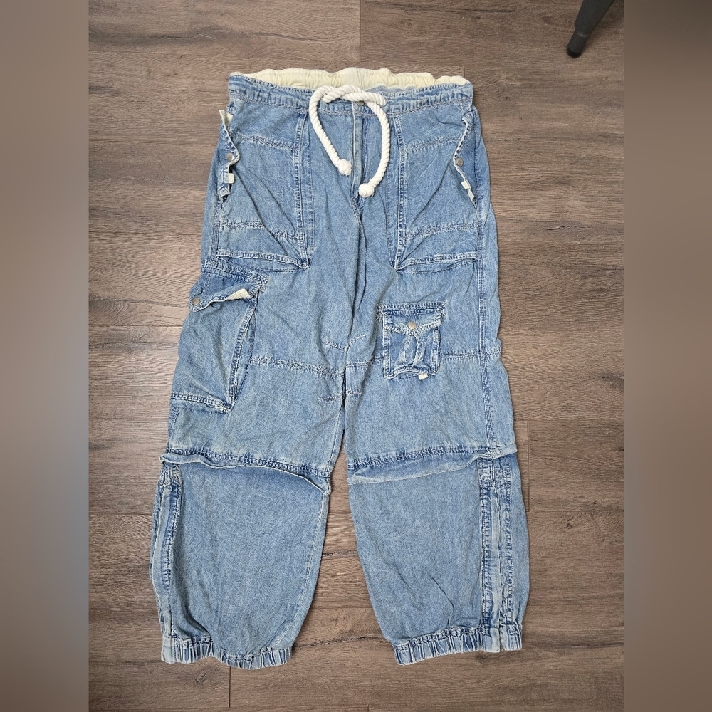 Free People We The Free South Bay Utility Cargo Jeans Large Streetwear Baggy - Picture 2 of 9
